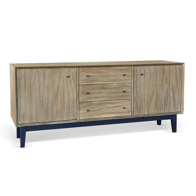 Console de buffet Claire, 3 tiroirs et 2 armoires, bois de mindi noir blé