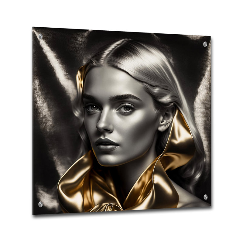 Noir et or Elegance III - mode femme, décoration murale acrylique, H 16 po x l 16 po