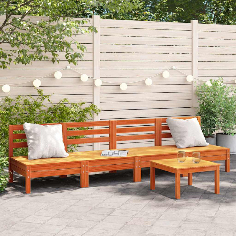 Noralee 63.5cm Wide Wood Patio Sofa, Wax Brown, 4