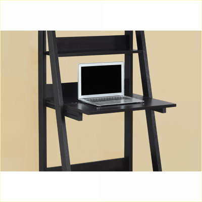 Desks | Leaning Ladder Home Office Computer Desk with Storage Shelves, Contemporary Modern 61"H | Espresso | Particle Board