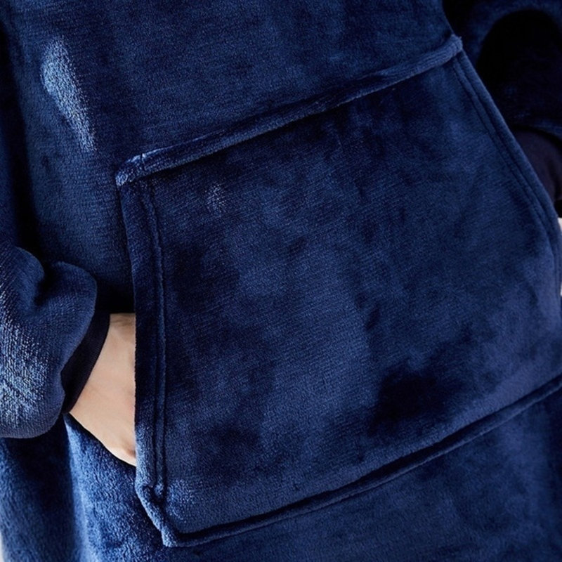 Couverture à capuche en velours, Bleu