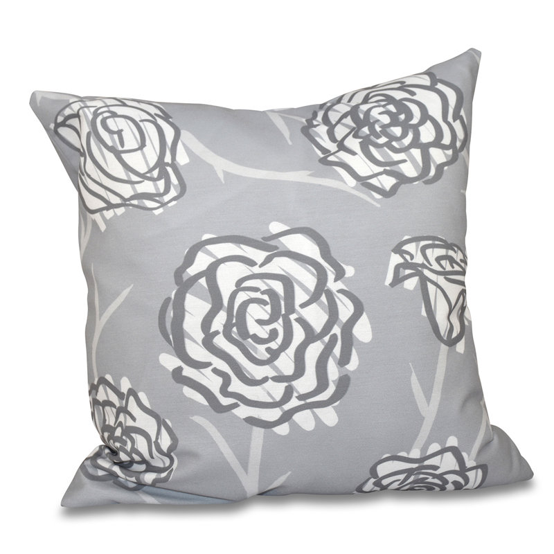 Botanical Blooms Floral Reversible Throw Pillow, 16" H x 16" W, Gold