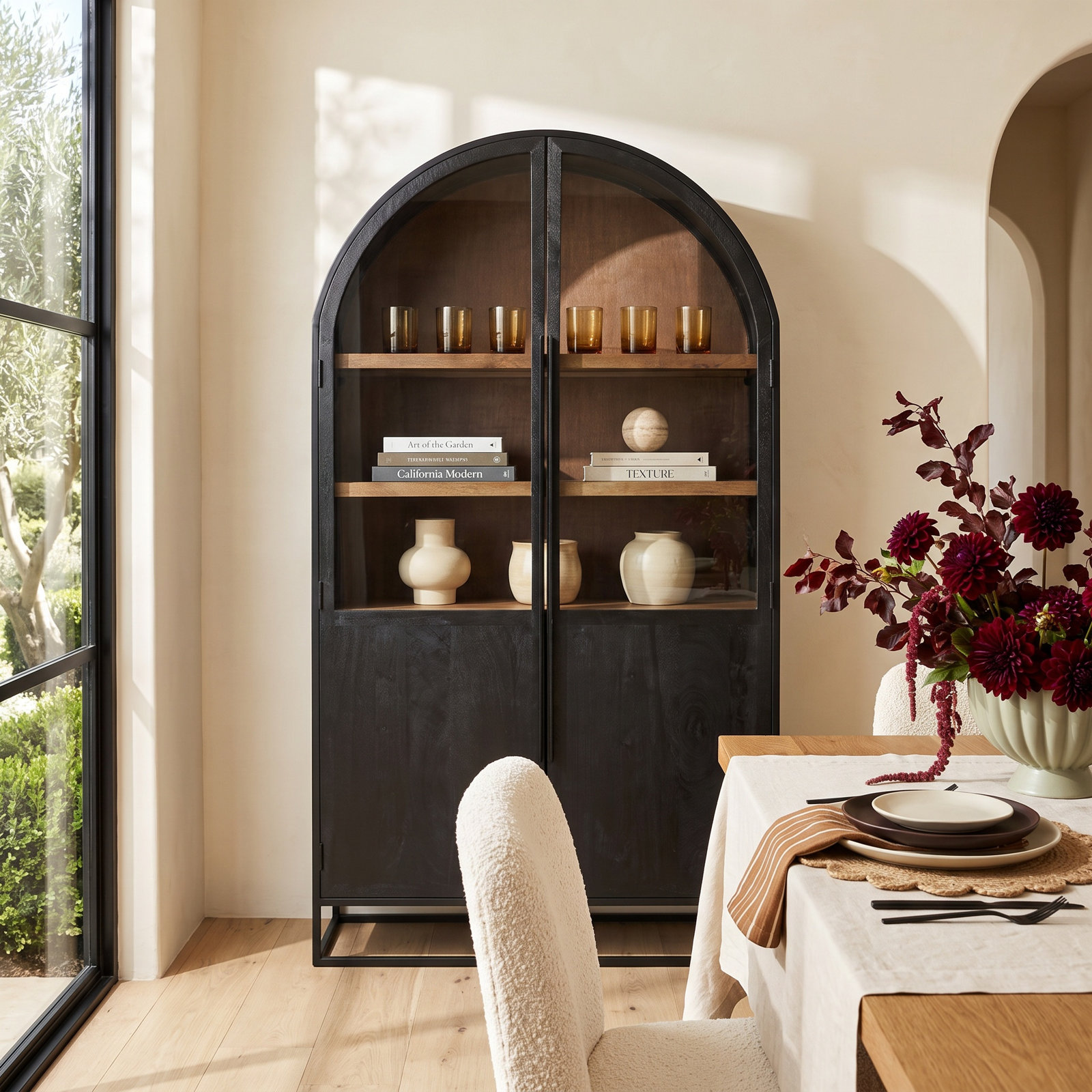 Clementine Mango Dining Cabinet, Black/Natural