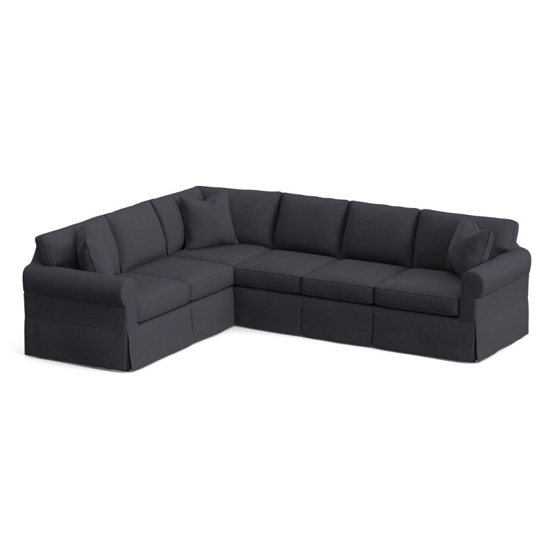 Bedford Upholstered Sectional, Left Hand Facing, Blue Chenille/Velvet Solid; 0809-63
