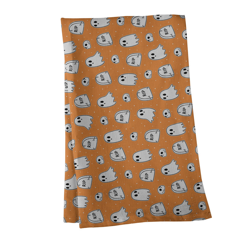Torchon à motif de fantômes classique, Polyester sergé, Orangé
