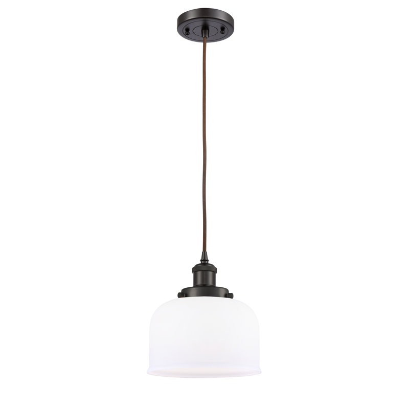 Mini luminaire suspendu à cordon 8 lumières Ballston Urban Bell, Bronze frotté à l'huile, Blanc mat, Ampoule non incluse