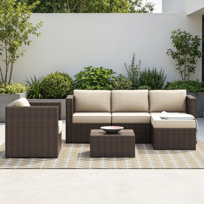Ensemble de conversation modulaire en rotin avec coussin 6 pièces Baecher (entièrement assemblé)