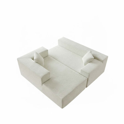 103.54 Inch L-Shaped Modern Modular Sectional Sofa With Chaise And Pillows Featuring High-Density Sponge And Velvet Upholstery