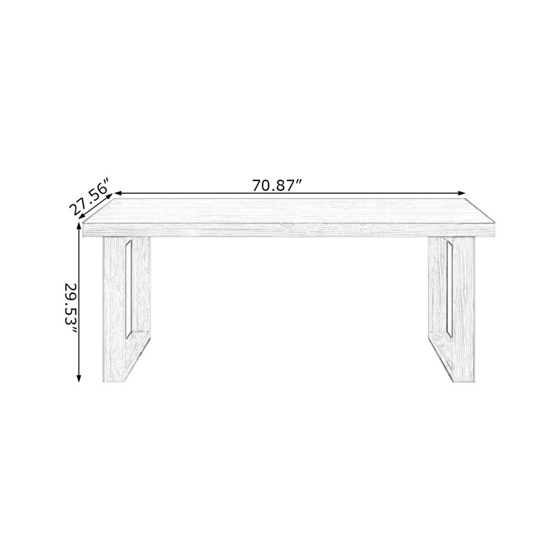 Light walnut Rectangular Solid Wood desk, 29.53" H x 70.87" W x 27.56" D