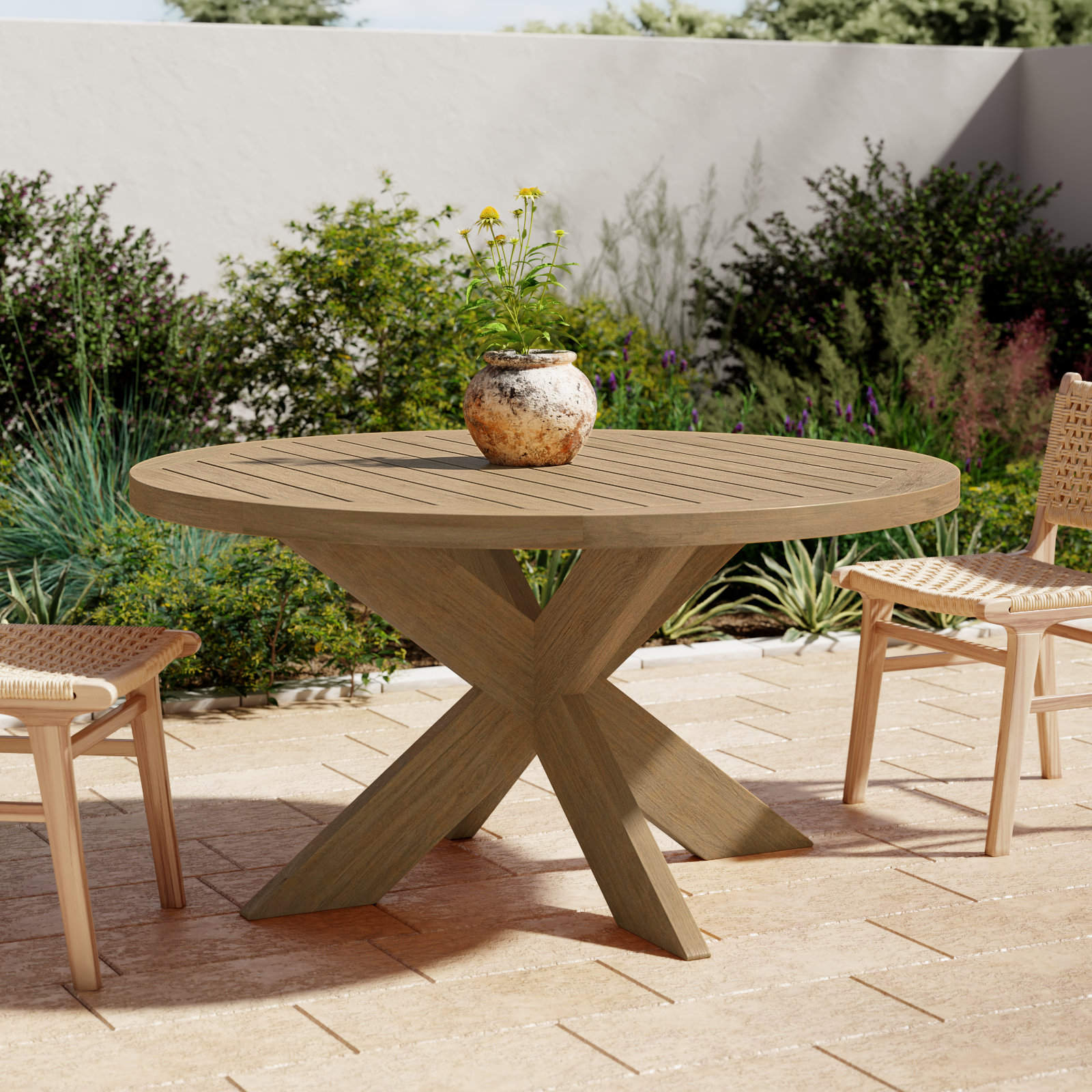 Coastal Teak Outdoor Round Dining Table