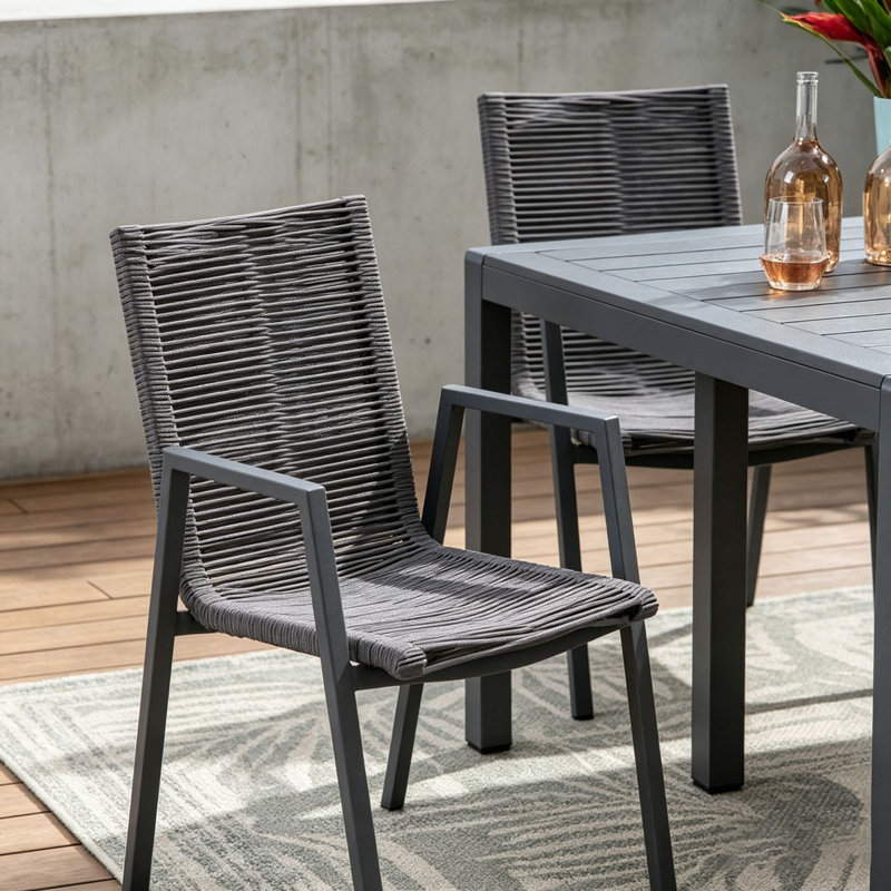 Chaise d'extérieur moderne en aluminium, Gris foncé