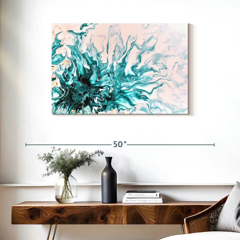 Avery Turquoise Dynamic Abstract, 24" H x 36" W