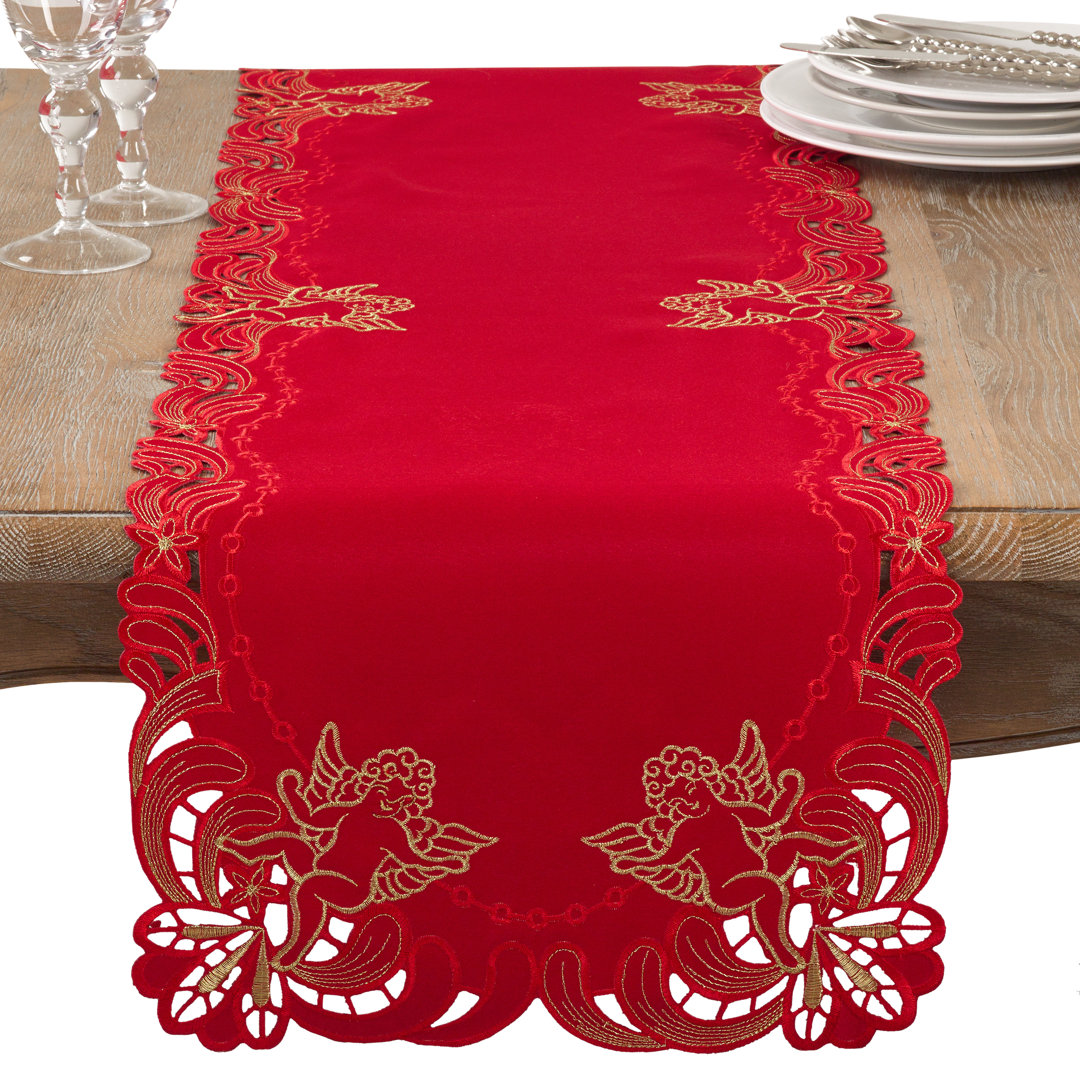 Embroidered Angel Cherub Holiday Table Runner The Holiday Aisle® 
