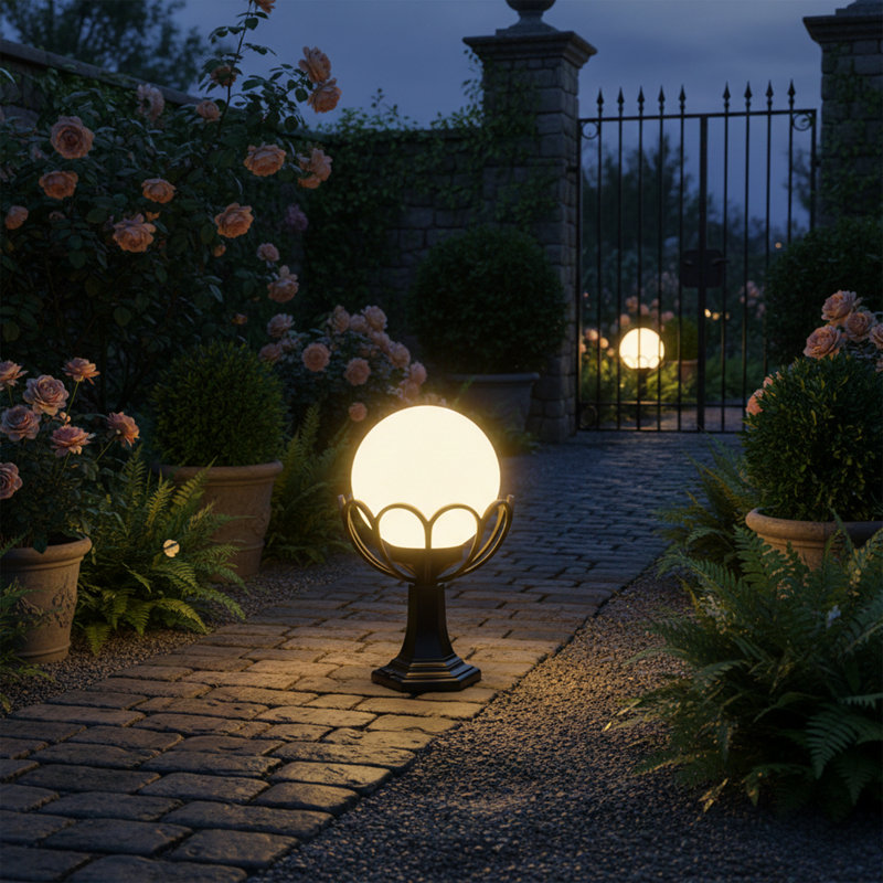 Seraphina 1-Light Outdoor Pedestal Globe
