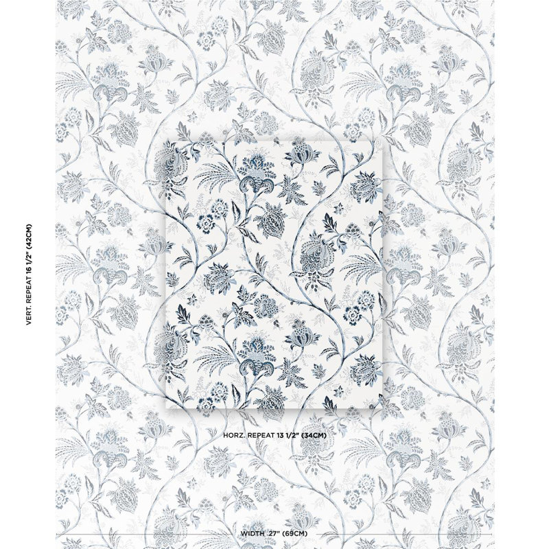 Papier peint Schumacher x Mark D. Sikes, Cobalt