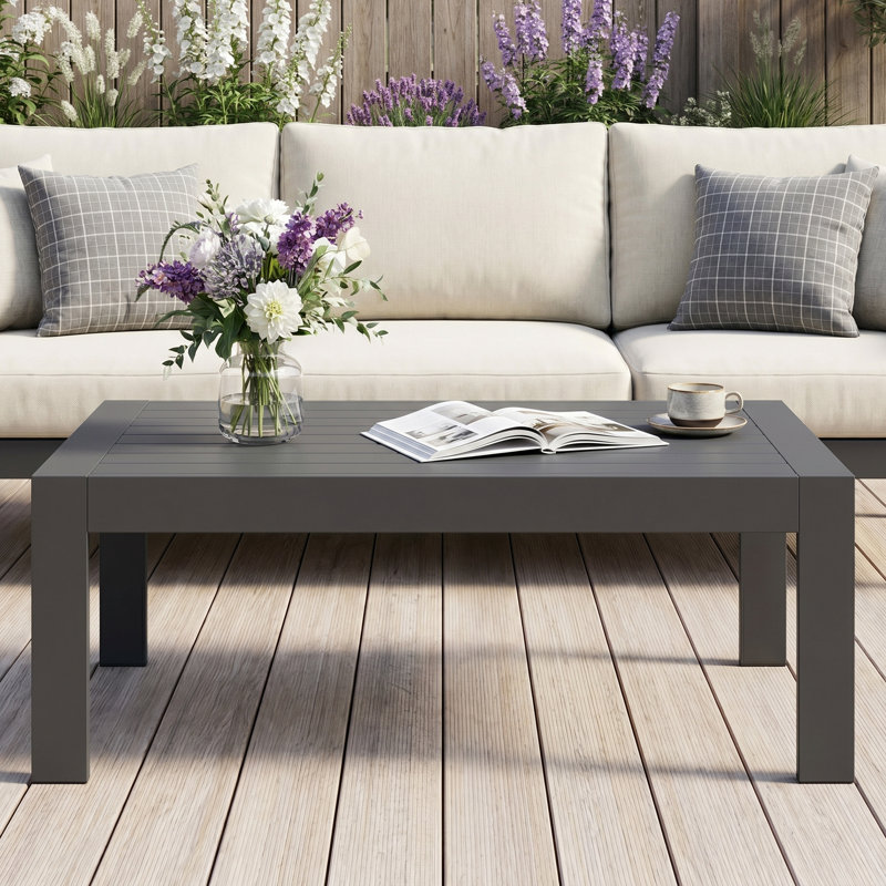 Aluminum Patio Coffee Table, Gris foncé