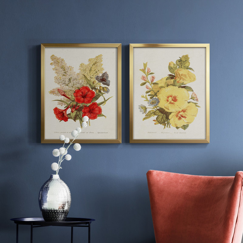 Bouquet de fleurs antique V - toile encadrée de qualité supérieure - prête à être accrochée