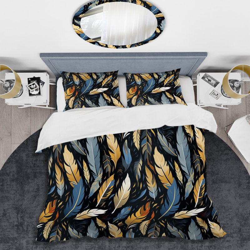 Ensemble de housse de couette Feather Tribal Fusion I - Abstract, Housse de couette pour très grand lit et 2 très