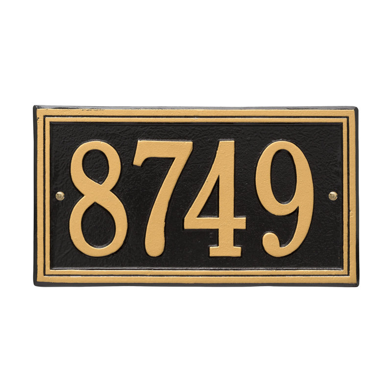Double Line 1-Line Wall Address Plaque, Black and Gold, Yes