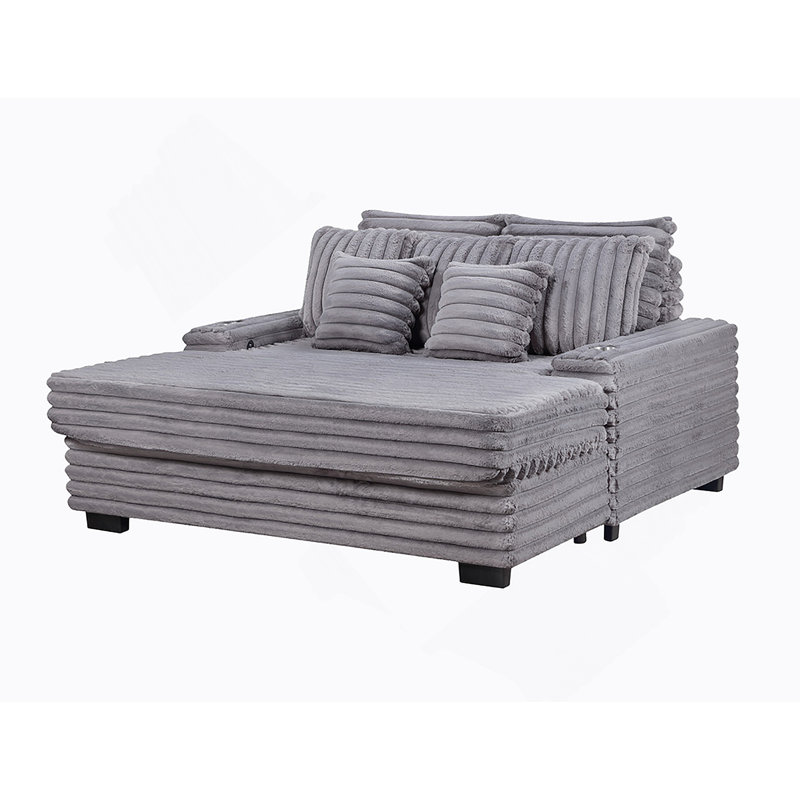 Canapé-fauteuil surdimensionné en velours côtelé l 67 po avec porte-gobelets et port de charge USB