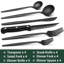 Ensemble 24 pièces de couverts 24 pièces avec couteaux à steak, ensemble de couverts noir pour 4 personnes, ensemble de couverts en acier inoxydable de qualité alimentaire, ensemble d'ustensiles à finition miroir pour restaurant maison, bord long