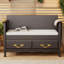 Banc à chaussures avec rangement et, espace caché, poignées de style antique, pin, intérieur lisse pour le vestibule à gaz, décor complexe, construction, accès à ressorts