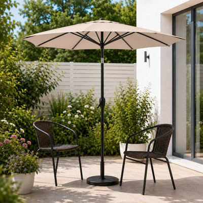 Parasol de jardin de 7,5 pi, auvent de patio résistant au vent avec 6 nervures robustes, tissu imperméable résistant aux déchirures, protection contre le soleil et la pluie pour un espace extérieur près de la piscine