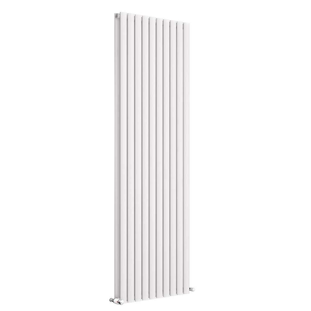 iBathUK Princia Vertical Double Oval Panel Radiator Angled Valve