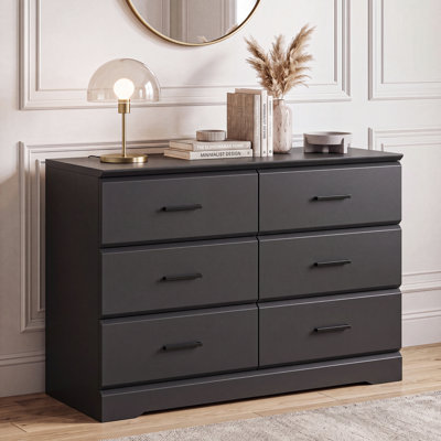 Modern Beveled-Edge Six-Drawer Chest
