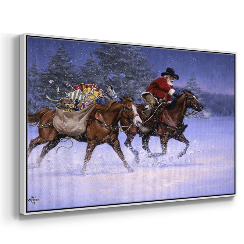 " Christmas Rush ", 17" H x 25" W x 2" D, White