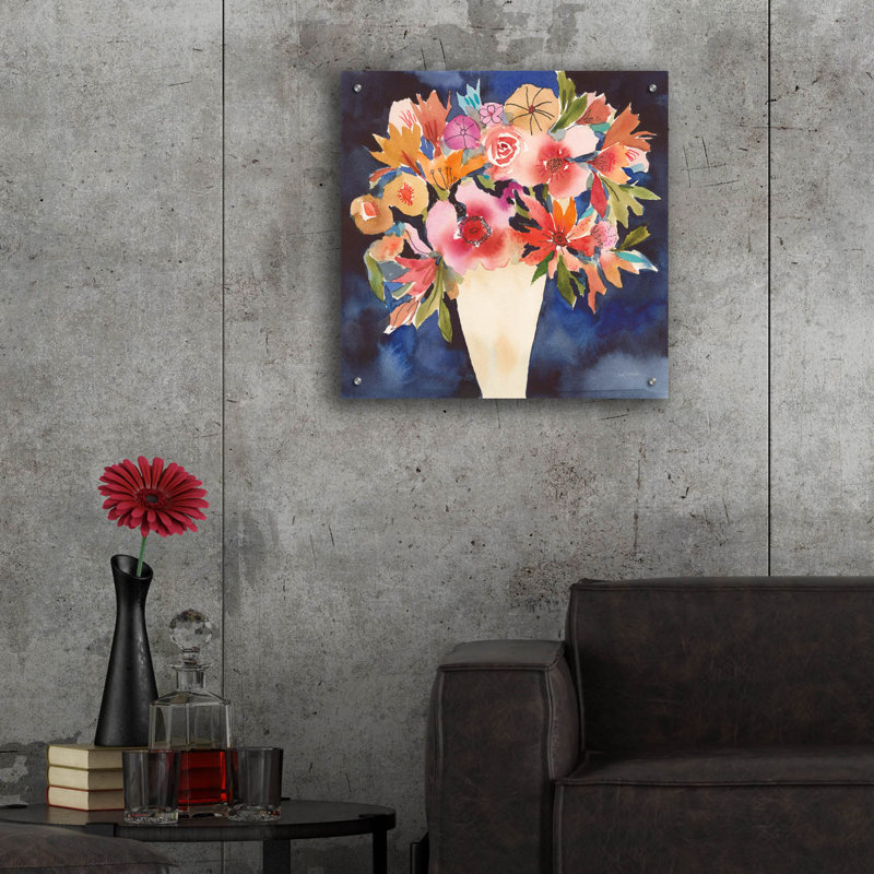 Art mural en verre acrylique 24 po x 24 po Epic Art «Floral Beauty 5 Cream» par Cheryl Warrick, H 24 po x l 24 po