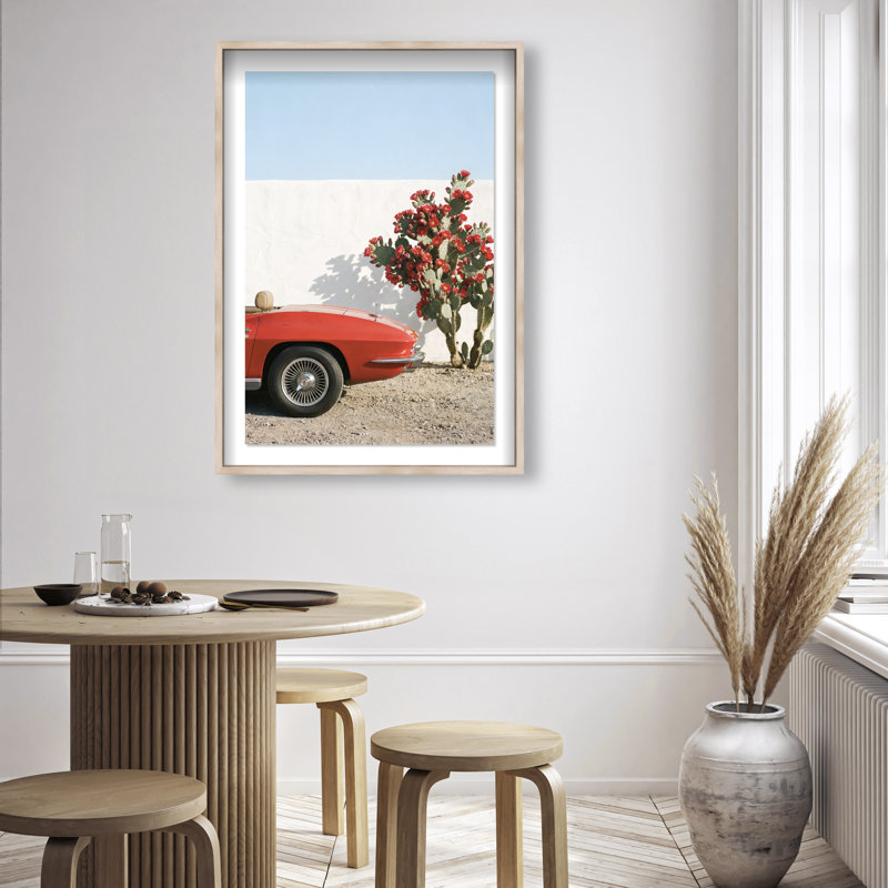 Estampe Parked Bloom Shadowbox Transportation d'Oliver Gal, 46.5"H x 31.5"W, Cadre blond