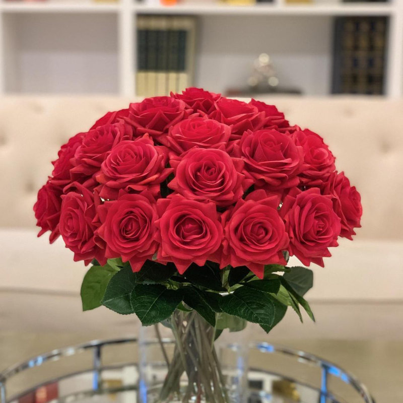 Red Real Touch Rose Centerpiece