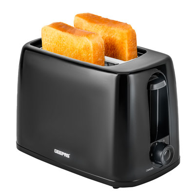GEEPAS 2 Slice Toaster | 6 Browning Levels with Cancel Function | For Thin Small Bread Slice, Removable Crumb Tray Cool Touch Housing High Lift | Space-Saving Design | 1 Yr Warranty 650W