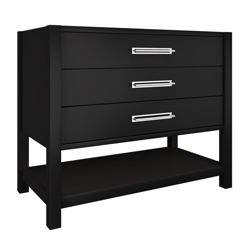 Kiawah Three-Drawer Single Bath Vanity, Noir, Polished Chrome, 42"