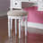 Bedroom Vanity In Contemporary Style, White Rubberwood, With Foldable Mirror, Padded Stool And Storage Drawers, Echoing Gilded Age Design, Simple Assembly Drawers For Cosmetic Organization, Classic