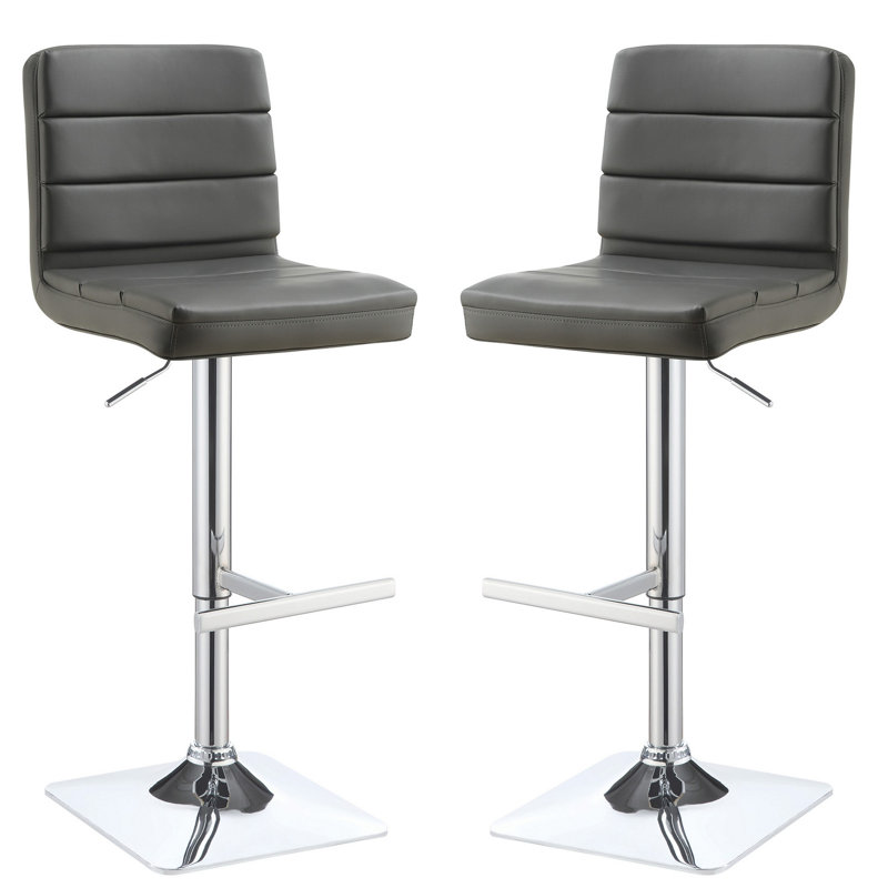 Set Of 2 Adjustable Height Bar Stools, Gray