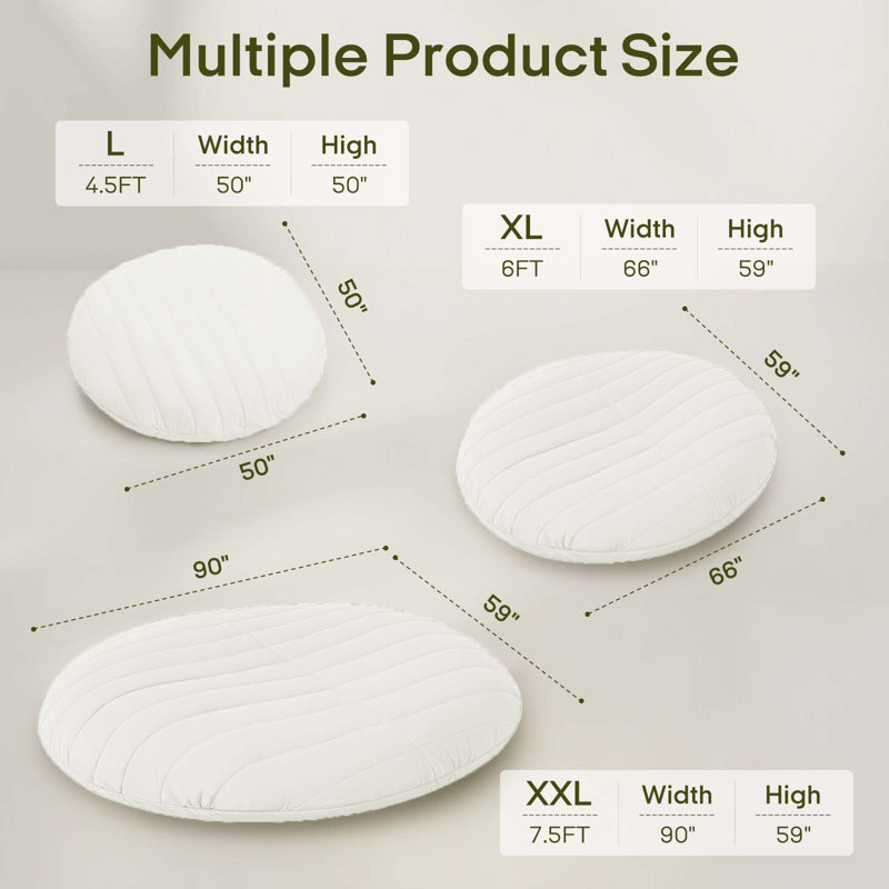 Big Bean Bag Chair, 7.5ft Giant Couch with Removable Cover, Large Foam Filled Floor Lounger for Living Room, Bedroom, Dorm - White
