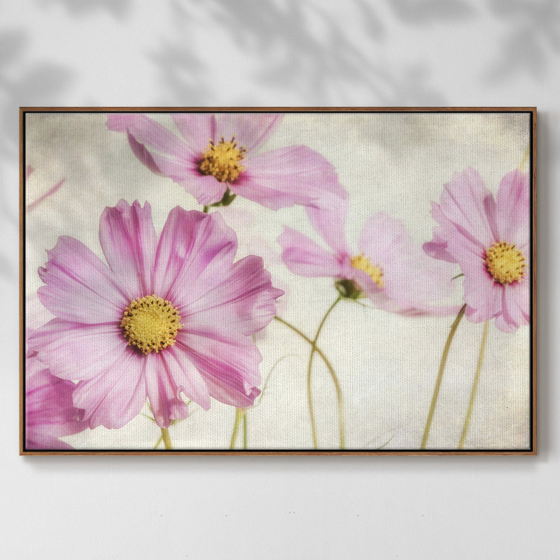 " Pink Cosmos I ", 27" H x 41" W x 2" D, Walnut