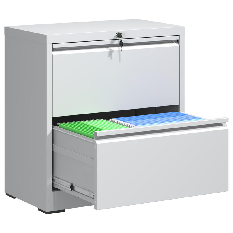 2 Drawer Lateral File Cabinet with Lock - Secure, Spacious Steel Filing Cabinet for Home Office, Letter/Legal/F4/A4 Files
