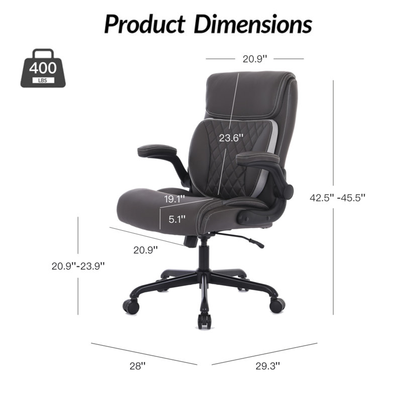Llambrini Ergonomic Executive Chair  Faux Leather Office Chair with Headrest, Brown