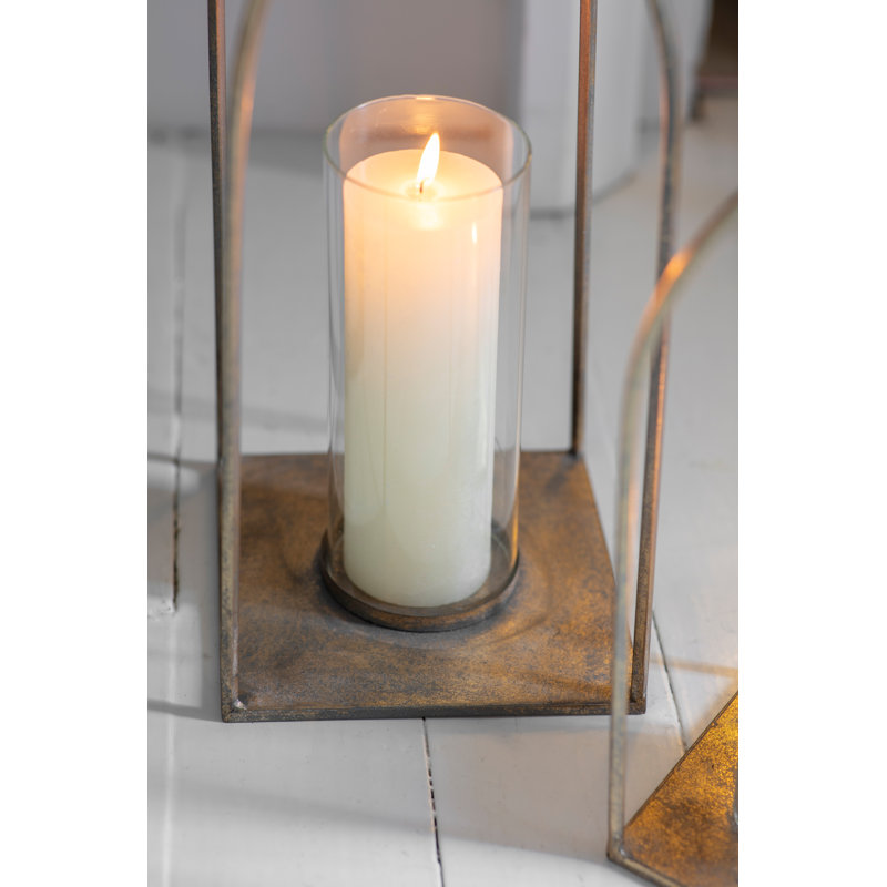 Alcora Glass Tabletop Lantern, 38cm H x 16cm W x 16cm D, Gold