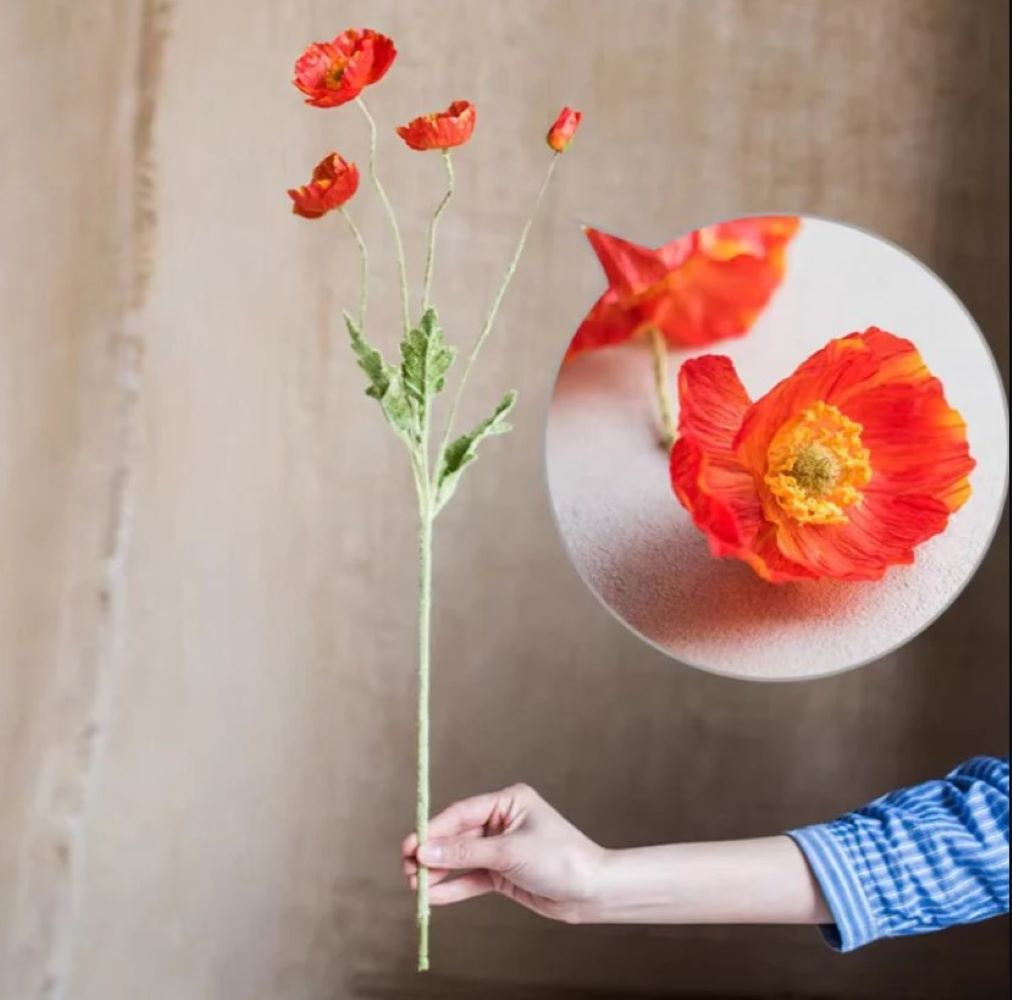 Poppy Floral Stems, 1 Stem, Red