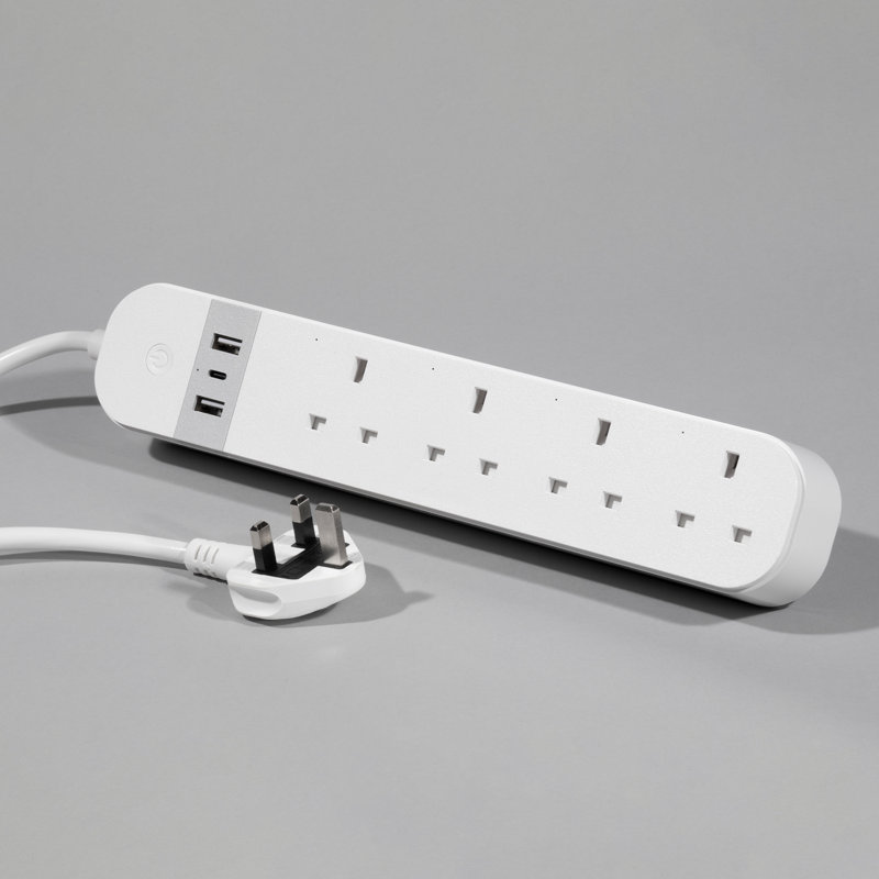 Daewoo Four Way Extension Lead Socket 4 Gang Smart Plug Power Strip With USB Ports & Compatible With Alexa Google Home
