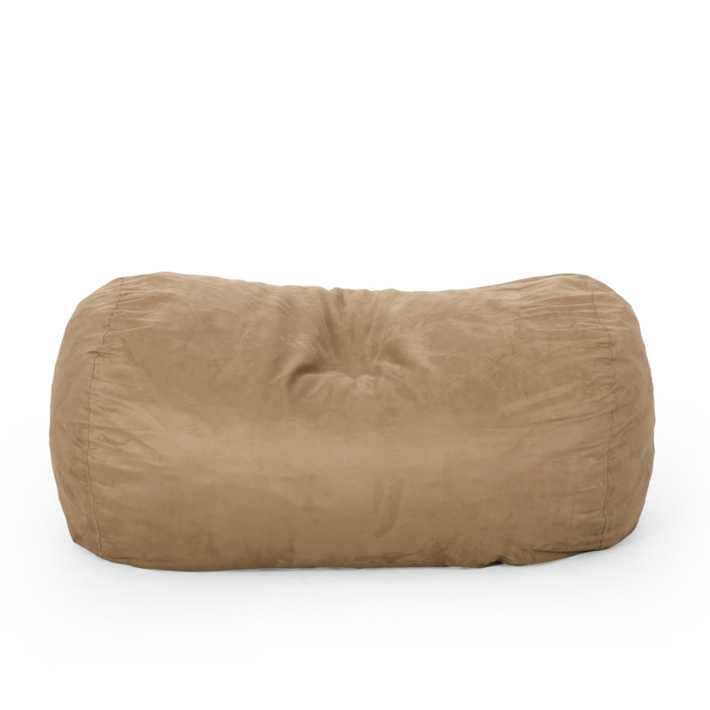 Fauteuil à billes beige de 6,5 pieds avec housse en microfibre - Pièce cylindrique moderne et confortable, un matériau de détente