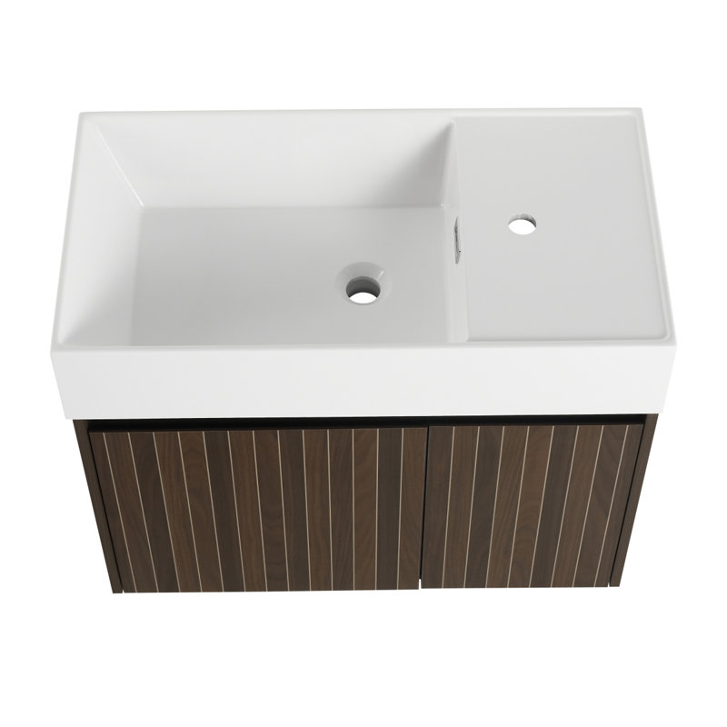 Armoire de salle de bain 30 po avec lavabo, portes à fermeture douce, fixation flottante, pour petite salle de bain