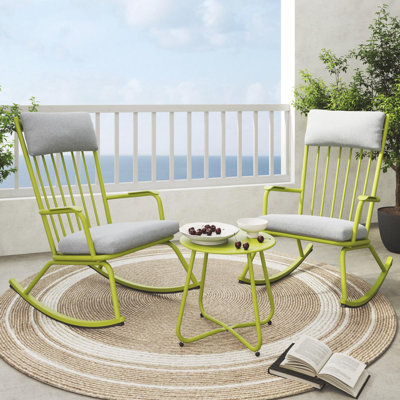 3-Piece Outdoor Rocking Chair Set