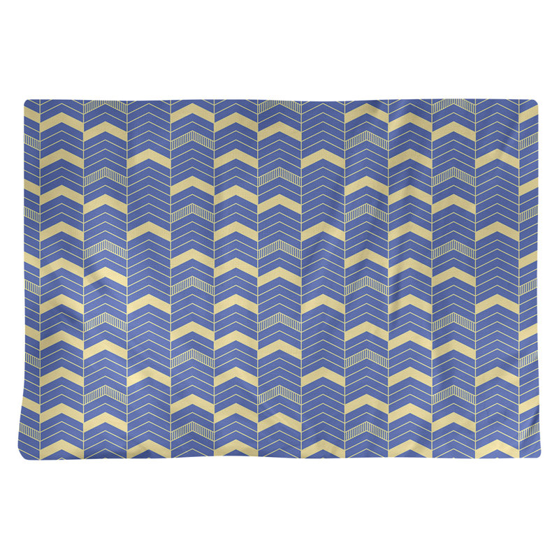 Récapitulatif à chevrons 18" lineed Stephenie, Bleu / Jaune, Coton