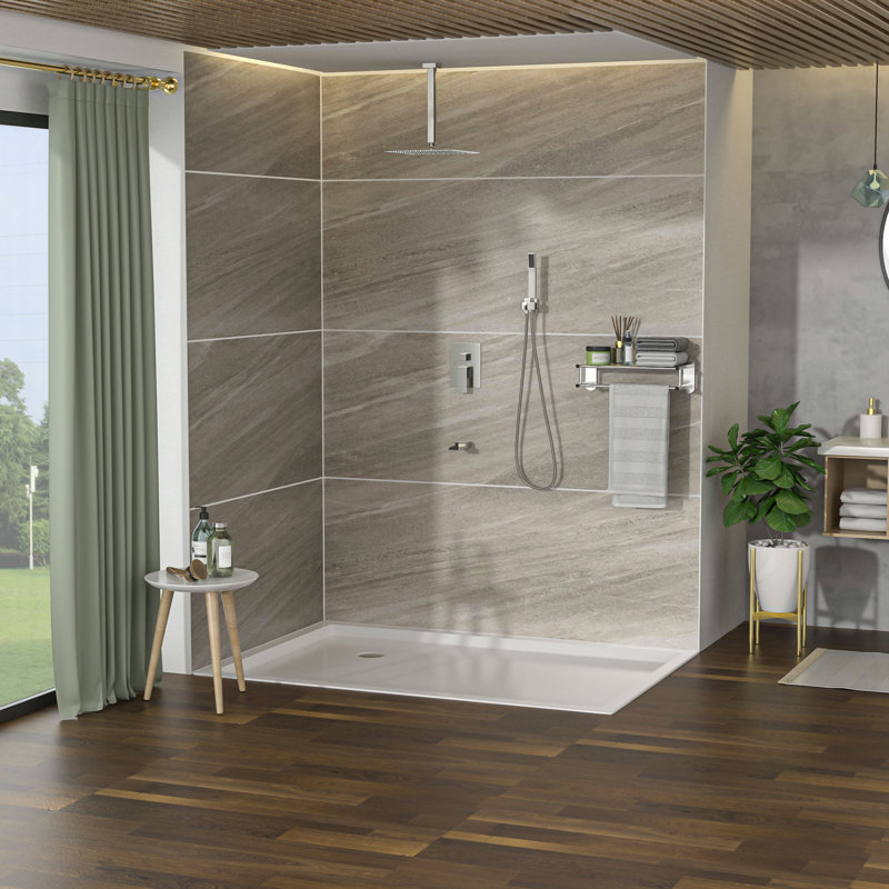 Shower System with Waterfall Tub Spout,12" Ceiling Mount Square Shower System with Rough-in Valve
