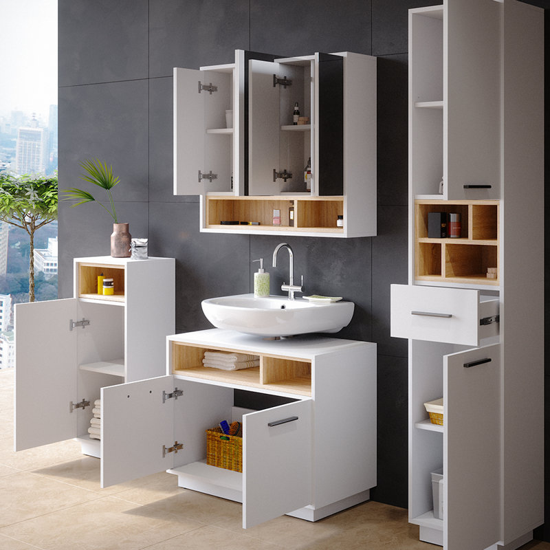 Jaslynne Bathroom Storage Furniture Set, White